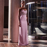 Elegant Pink Dress Tube Top Maxi Dress Elegant Formal
